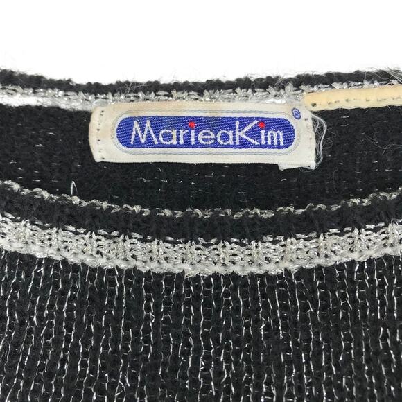 MARIEA KIM VTG Patchwork Sweater Women L Black/Silver Butterfly Retro 90's Y2K - Picture 10 of 10